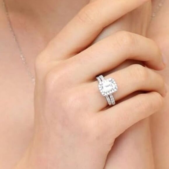 Emerald Cut Engagement Ring Band Stack - Picture 1 of 6